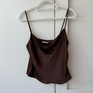 Reformation Brown Silk Cami Top